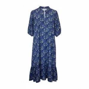 Mod's Mahal Floral Split Neck Midi Dress Womens Size S Pockets Block Print Boho